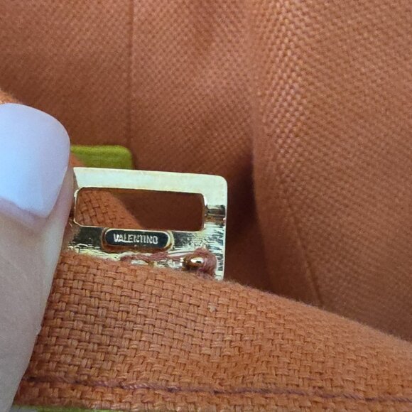 VALENTINO | Linen Blazer Silk Lining Orange Green Sz 10 - Picture 7 of 9